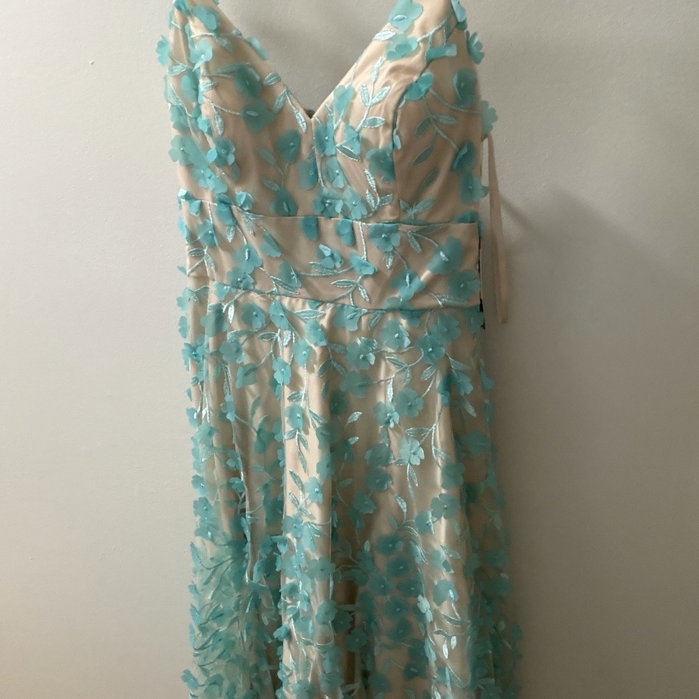 Eliza J Aqua Floral Midi Dress - Picture 4 of 7